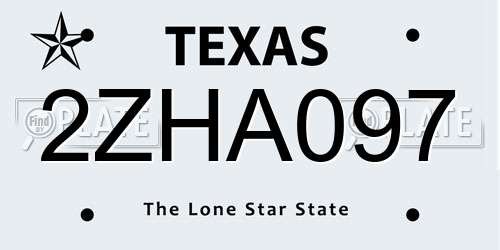 2ZHA097 Texas License Plate