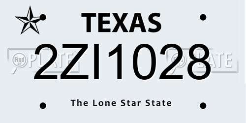 2ZI1028 Texas License Plate