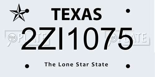 2ZI1075 Texas License Plate