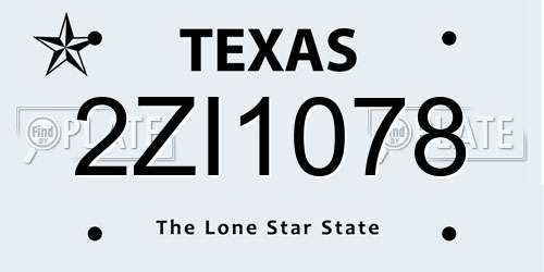 2ZI1078 Texas License Plate