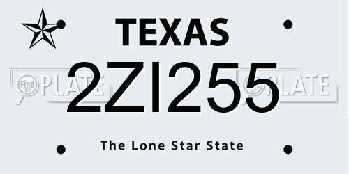 2ZI255 Texas License Plate