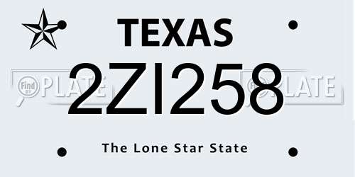 2ZI258 Texas License Plate
