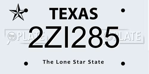 2ZI285 Texas License Plate