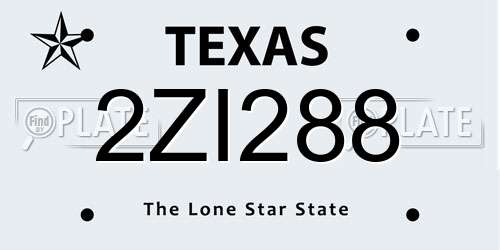 2ZI288 Texas License Plate