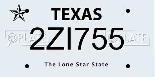2ZI755 Texas License Plate