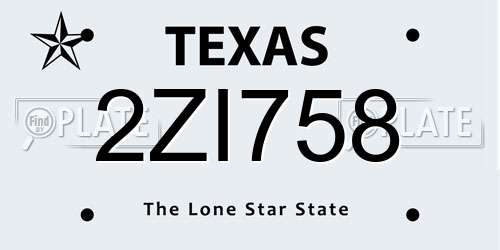 2ZI758 Texas License Plate