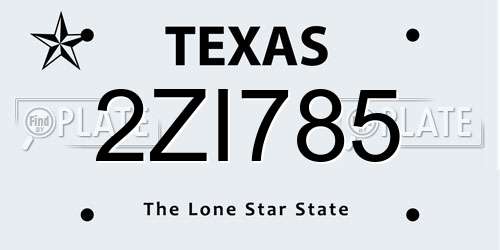 2ZI785 Texas License Plate