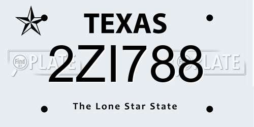 2ZI788 Texas License Plate