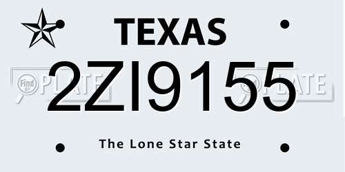 2ZI9155 Texas License Plate