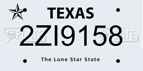2ZI9158 Texas License Plate