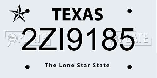 2ZI9185 Texas License Plate