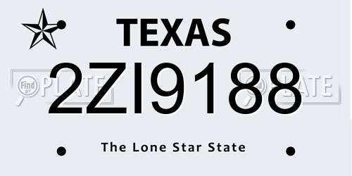 2ZI9188 Texas License Plate