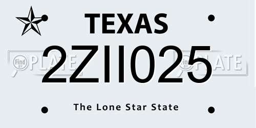 2ZII025 Texas License Plate