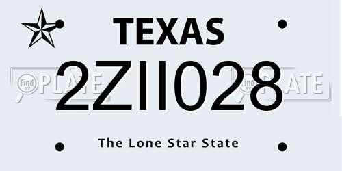 2ZII028 Texas License Plate