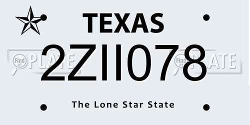2ZII078 Texas License Plate