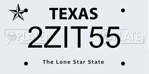 2ZIT55 Texas License Plate