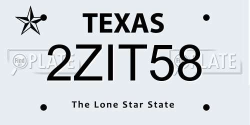 2ZIT58 Texas License Plate
