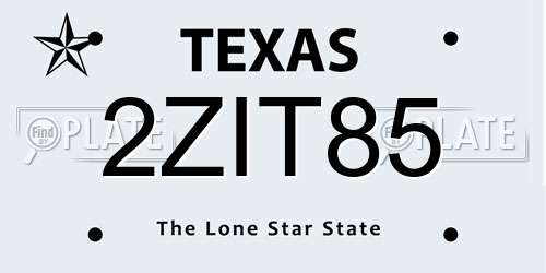 2ZIT85 Texas License Plate
