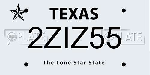 2ZIZ55 Texas License Plate