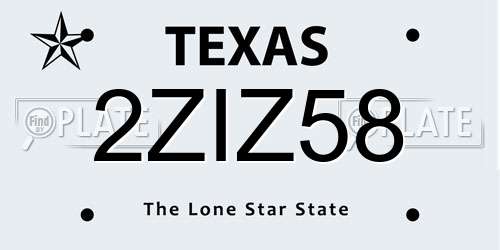 2ZIZ58 Texas License Plate