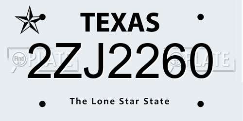 2ZJ2260 Texas License Plate
