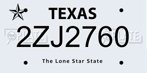 2ZJ2760 Texas License Plate