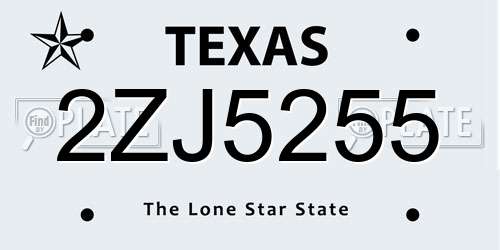 2ZJ5255 Texas License Plate