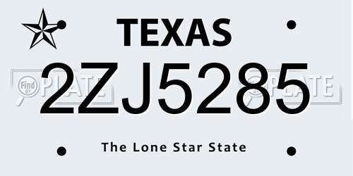 2ZJ5285 Texas License Plate