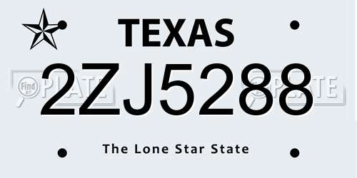 2ZJ5288 Texas License Plate