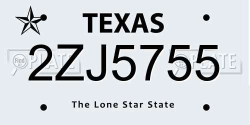 2ZJ5755 Texas License Plate