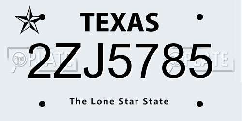 2ZJ5785 Texas License Plate