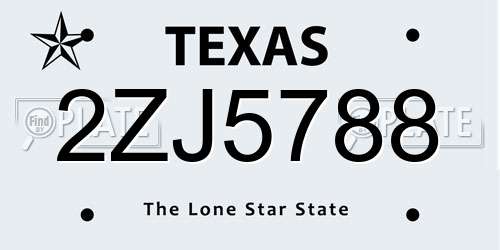 2ZJ5788 Texas License Plate