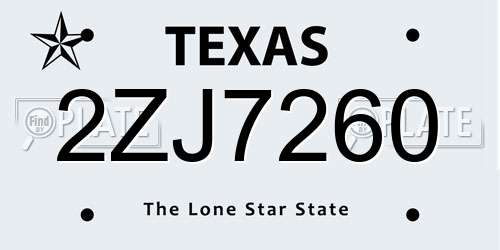 2ZJ7260 Texas License Plate