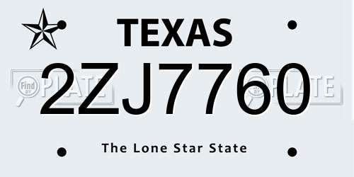 2ZJ7760 Texas License Plate