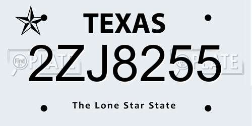 2ZJ8255 Texas License Plate