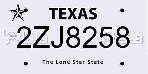 2ZJ8258 Texas License Plate