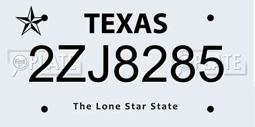 2ZJ8285 Texas License Plate