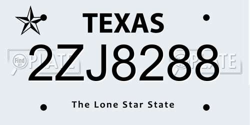 2ZJ8288 Texas License Plate