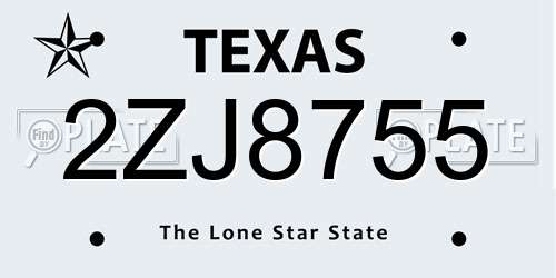 2ZJ8755 Texas License Plate