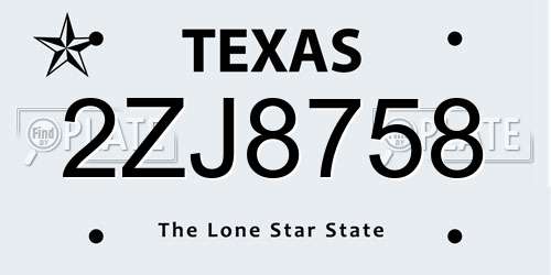 2ZJ8758 Texas License Plate