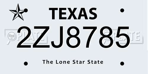2ZJ8785 Texas License Plate