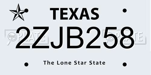 2ZJB258 Texas License Plate