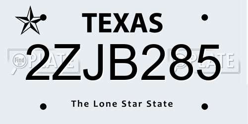 2ZJB285 Texas License Plate