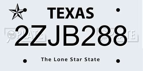 2ZJB288 Texas License Plate