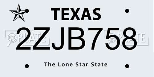 2ZJB758 Texas License Plate