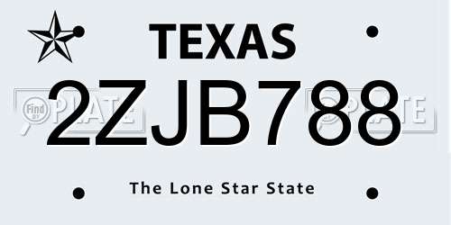 2ZJB788 Texas License Plate