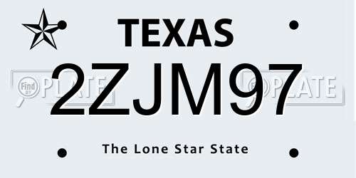 2ZJM97 Texas License Plate