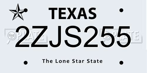 2ZJS255 Texas License Plate