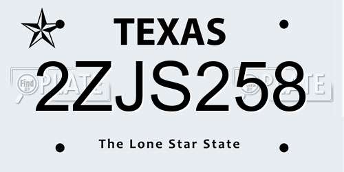 2ZJS258 Texas License Plate