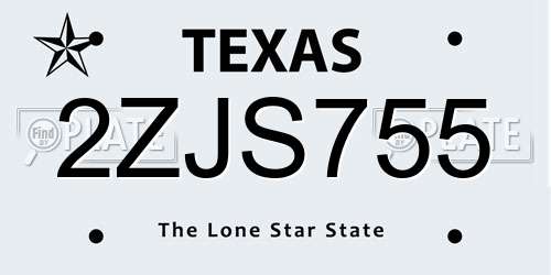 2ZJS755 Texas License Plate